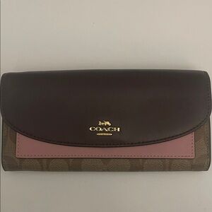 Coach Brown and Pink Leather Wallet